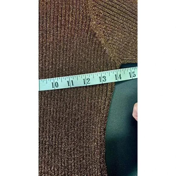 Joseph A Womens Brown Gold Vintage Ribbed Knit Mock Neck Pullover Sweater Medium - Picture 10 of 12